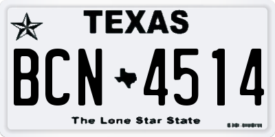 TX license plate BCN4514