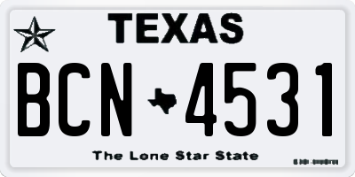 TX license plate BCN4531