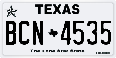 TX license plate BCN4535