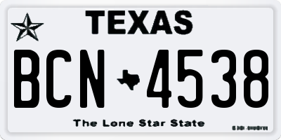 TX license plate BCN4538