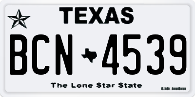 TX license plate BCN4539