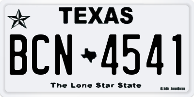 TX license plate BCN4541