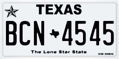 TX license plate BCN4545