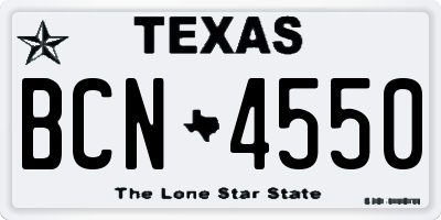 TX license plate BCN4550