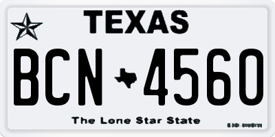 TX license plate BCN4560