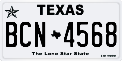 TX license plate BCN4568