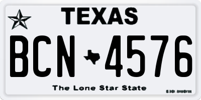 TX license plate BCN4576