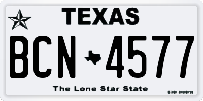 TX license plate BCN4577