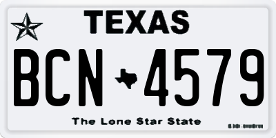 TX license plate BCN4579