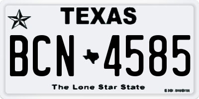 TX license plate BCN4585
