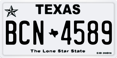 TX license plate BCN4589