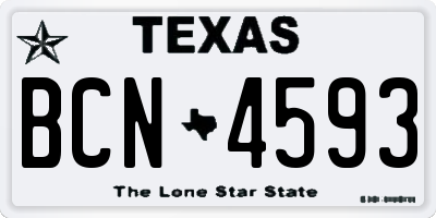 TX license plate BCN4593