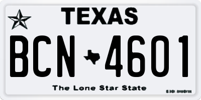 TX license plate BCN4601