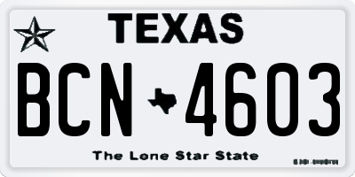 TX license plate BCN4603