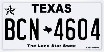 TX license plate BCN4604