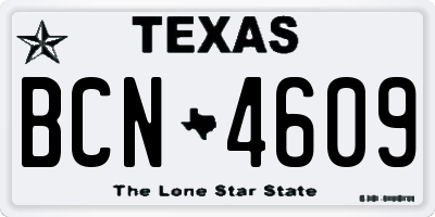 TX license plate BCN4609