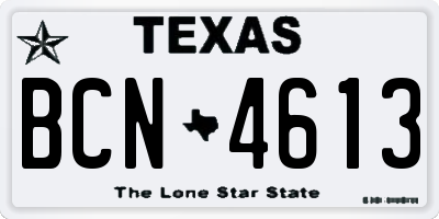 TX license plate BCN4613