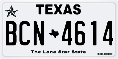 TX license plate BCN4614