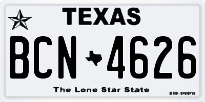 TX license plate BCN4626