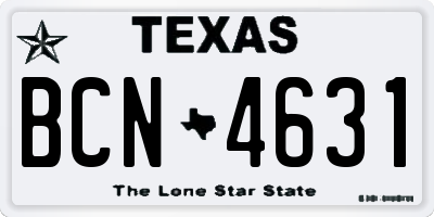 TX license plate BCN4631