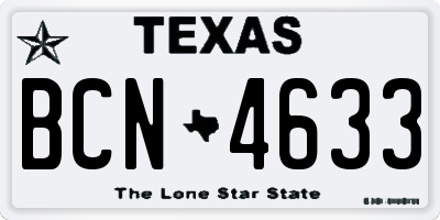 TX license plate BCN4633