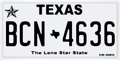 TX license plate BCN4636