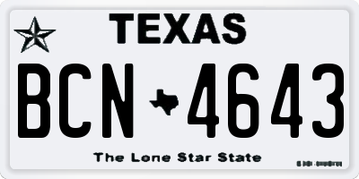 TX license plate BCN4643