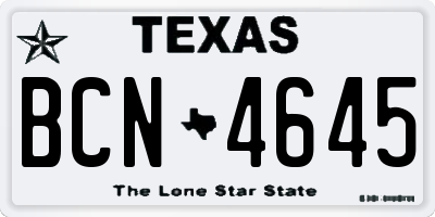 TX license plate BCN4645