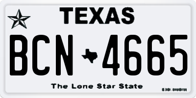 TX license plate BCN4665