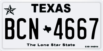 TX license plate BCN4667