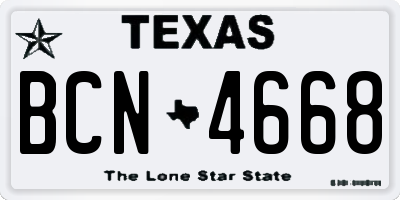 TX license plate BCN4668