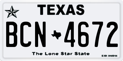 TX license plate BCN4672