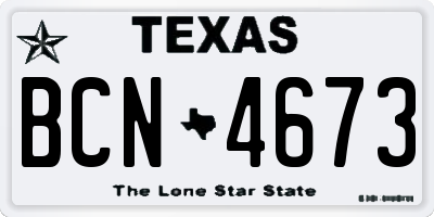 TX license plate BCN4673
