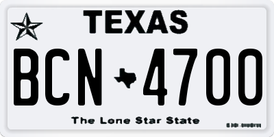 TX license plate BCN4700