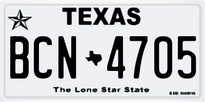 TX license plate BCN4705