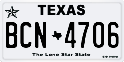 TX license plate BCN4706