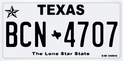 TX license plate BCN4707