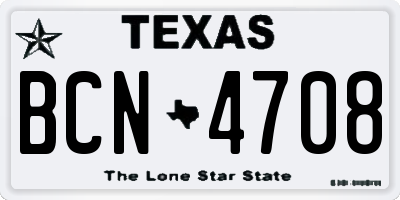 TX license plate BCN4708