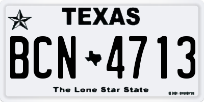 TX license plate BCN4713