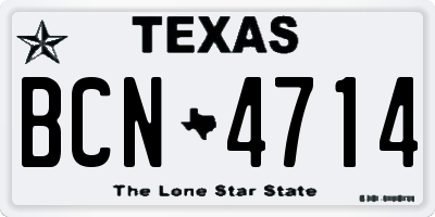 TX license plate BCN4714