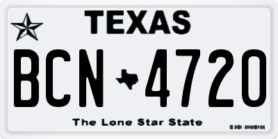 TX license plate BCN4720