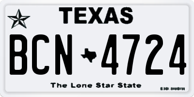TX license plate BCN4724