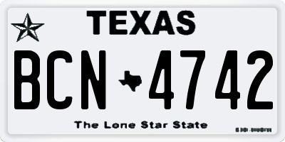 TX license plate BCN4742