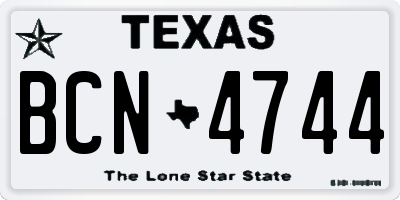 TX license plate BCN4744
