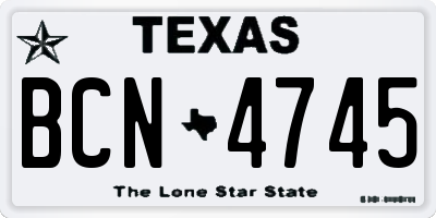 TX license plate BCN4745