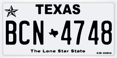 TX license plate BCN4748