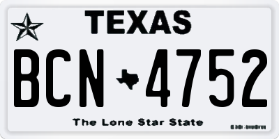TX license plate BCN4752