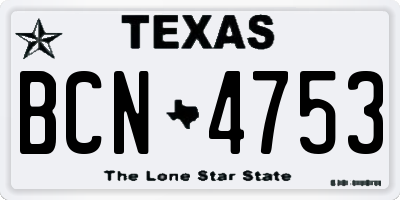 TX license plate BCN4753