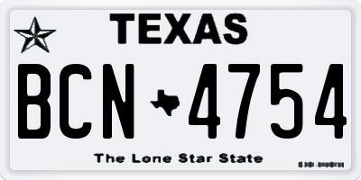 TX license plate BCN4754