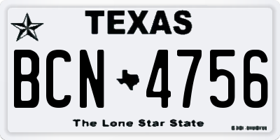 TX license plate BCN4756